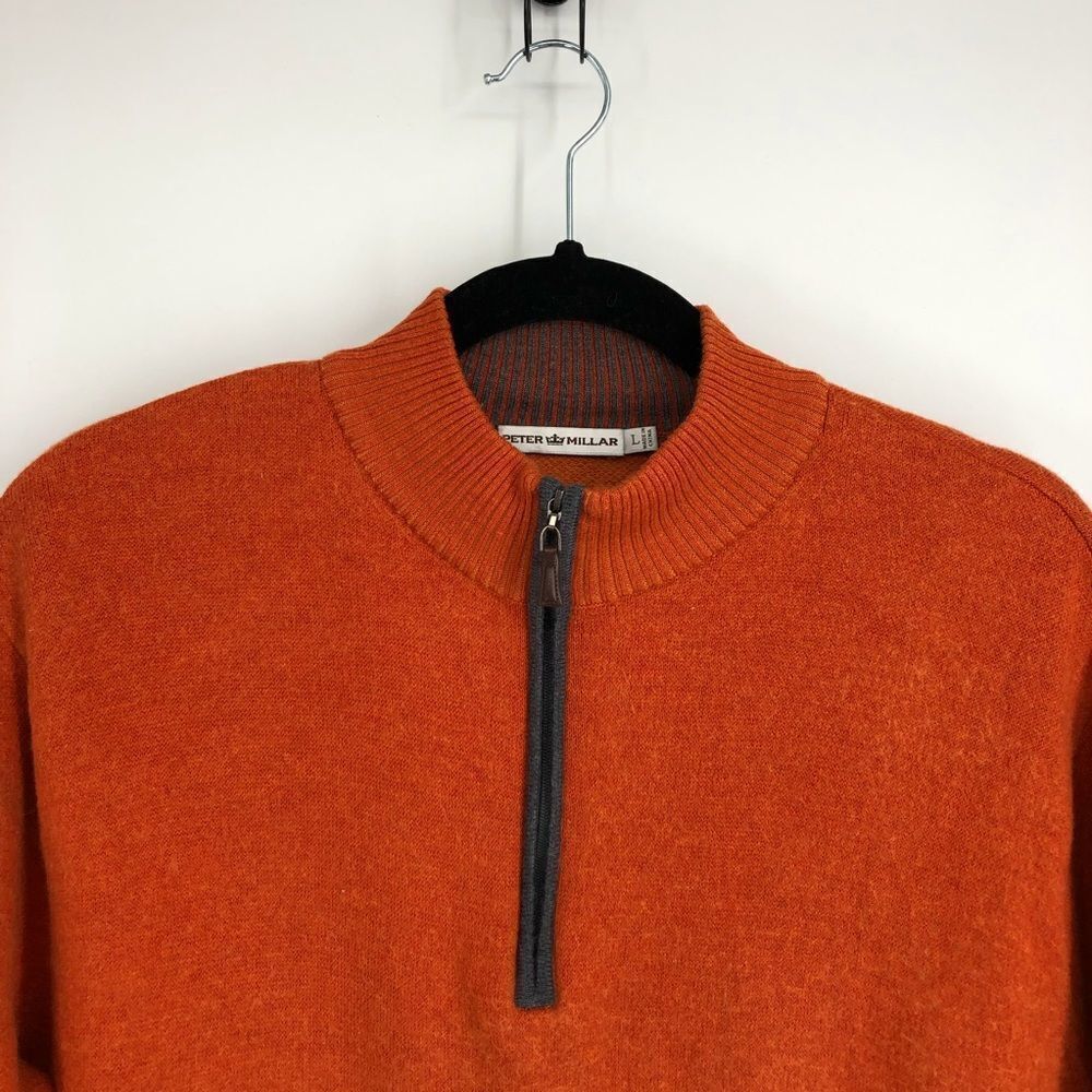 Peter Millar Wool Quarter Zip Pullover Sweater Or… - image 2